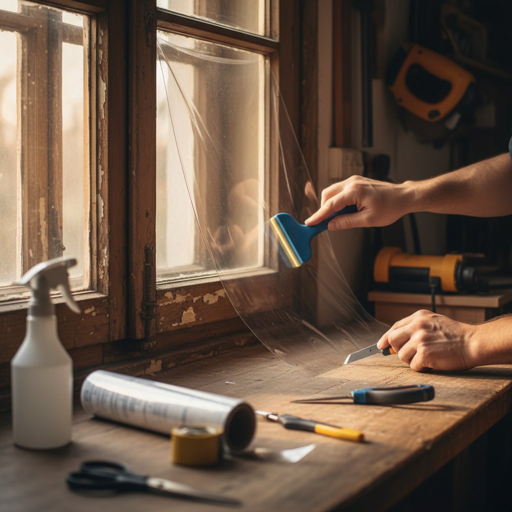 Window retrofitting with thermal insulation film installation in Singapore residential building